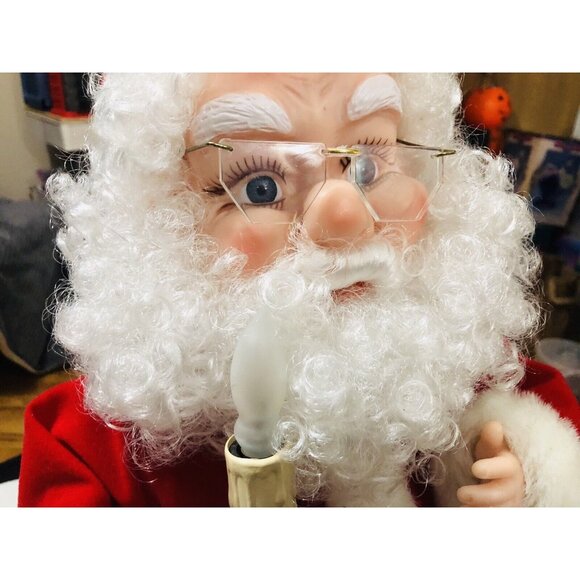 25” Santa’s Best Animated Santa Claus Figure w/ Candle Christmas Motionette Cord - Picture 3 of 7